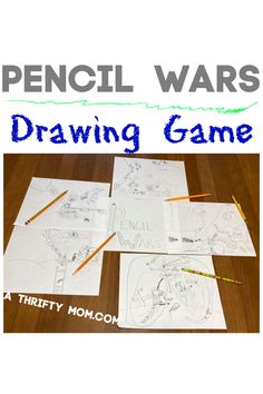 some pencils are laying on top of paper with the title pencil wars drawing game