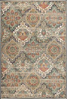 an area rug with many different colors and patterns