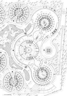 a drawing of a circular garden design