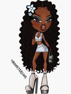 Bratz Pictures, Bratz Sasha, Black Bratz, The Bratz, African American Artwork, Black Bratz Doll, Bratz Doll Outfits, Doll Drawing, Bratz Girls