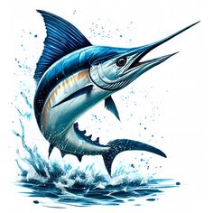 a blue marlin jumping out of the water