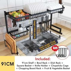 an advertisement for a kitchen sink rack