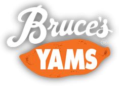 the bruce's yams logo is orange and white