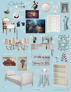 a collage of furniture and decor with words written on the wall above it that says, so this is love happily ever