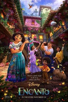 the poster for disney's upcoming animated movie, enchanto in their home