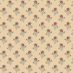 an old fashioned wallpaper with red and blue flowers