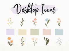 flowers and plants with the words desktop icons