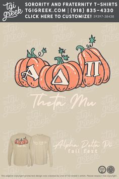 an advertisement for a clothing store with pumpkins on the front and back of it