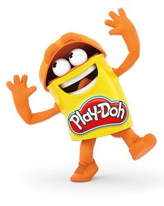 a play - doh character with an orange shirt and yellow pants, holding his arms out