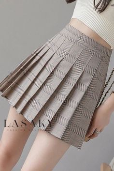 Lasaky - Modern Womens High Waist A-Line Pleated Embroidered Skirt Crystal Lattice, Embroidered Skirt, Skirt Skirt, Pleated Mini Skirt, Grey Khakis, Short Skirt, Types Of Skirts, Womens Plaid, A Line Skirt