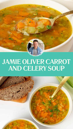 Jamie Oliver Carrot And Celery Soup Soup Recipes Celery Carrots, Carrot Onion Celery Recipes, Celery Carrots Onion Recipes, Carrot Celery Onion Recipes, Celery And Carrot Recipes, Recipes With Carrots And Celery, Celery Carrot Soup, What To Do With Celery, Celery Soup Recipes