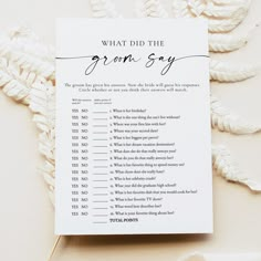 what did the groom say on his wedding day? printable game for him or her