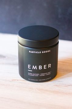 We recently discovered Particle Goods and are completely obsessed. We've decided this Ember Candle to be the sophisticated big sister of their amazing Jar Candles. From Particle Goods: A smoldering Ember can become a death or resurrection. A dying light, a fading love or friendship, the last goodbye, or a rekindling of sparks, spirits and warmth. Ember is the scent of longing and comfort. Notes of: WARM LEATHER • TOBACCO • CHARRED OAK • DRIED THYME • CEDARWOOD Made with their in-house blend of s Comfort Notes, Fading Love, The Last Goodbye, Last Goodbye, Dried Thyme, House Blend, Jar Candles, Big Sister, Soy Candles