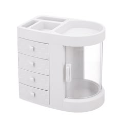 a white plastic drawer with drawers on it