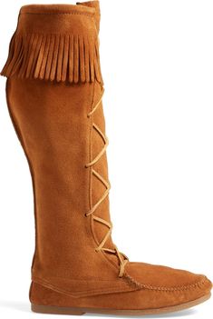 Knee High Moccasin Boot | Nordstrom Knee High Moccasins, Mountain Man Clothing, American Indian Clothing, Fringe Cowboy Boots, Barefoot Boots, Native Dress, Minnetonka Moccasins, Suede Style, Red Indian