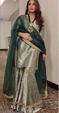 Katan Silk Dress Design, Raw Silk Dress Designs, Silk Kurti Design, Plain Silk Dress, Gharara Designs, Dresses Plain, Silk Dress Design, Raw Silk Dress, Sharara Designs