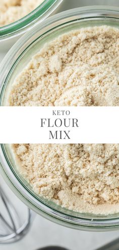 the ingredients for keto flour mix in glass bowls