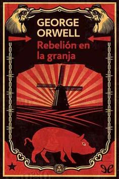 an old book cover with a pig in front of a windmill and sunburst