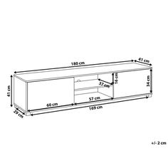 a drawing of a tv stand with measurements for the top and bottom drawers on each side