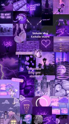 a collage of purple images with the words, i love you and other things