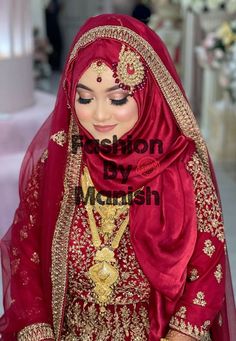 a woman wearing a red and gold wedding outfit