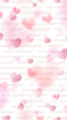 pink hearts are floating in the air on a white and light pink background with lines