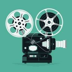 an old movie projector with film reels royalty - art illustration