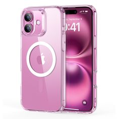 an iphone case with a circular design on the front and back sides, in pink