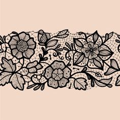 a black lace border with flowers on a pink background