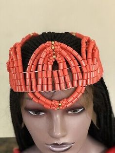 Handmade bridal Crown(tiara)For Traditional Wedding Coral. Ready TO SHIP. | eBay Traditional African Wedding, African Crown, Wedding Coral, Bridal Crown Tiara, Head Crown, Beaded Crown, Traditional Weddings, Crown Tiara, Braided Wig