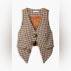 New Vest Checked Satin-Twill Wool Cotton-Blend Crystal Buttons Two Front Flap Pockets Snap Fastening At Front Fully Lined Mid-Weight, Non-Stretchy Fabric Dry Clean Imported 74% Virgin Wool 26% Cotton Plaid Vest, Crystal Buttons, Vest Women, Blouse Pants, Knitwear Design, Indie Design, Fall Shopping, Denim Outfit, Women Collection