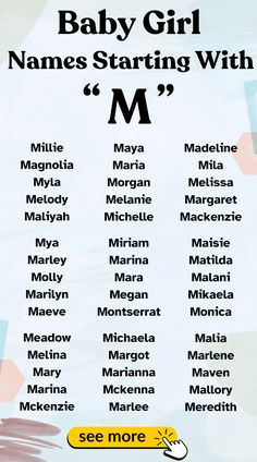 baby girl names starting with m