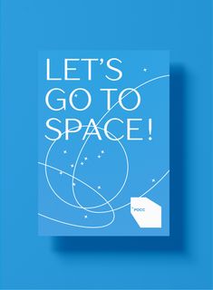 a blue book with the words let's go to space on it