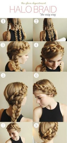 Halo Braid Tutorials, Braid Hack, Braid Crown, Halo Braid, Halo Crown, Crown Braid, Easy Braids, Plaits