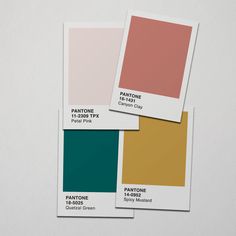 three different shades of pantone's paint on top of each other in various colors