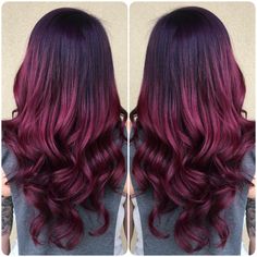 Violet to Wild Orchid Pravana Ombre Wild Orchid Hair Color, Blonde Ombre Hair Color, Ombre Hair Color Ideas, Orchid Hair, Balayage Hair Blonde, Burgundy Hair