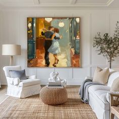 Beautiful Couple Dance Waltz Painting Waltz Painting, Romantic Dancing, Romantic Dance, American Realism, Grey Abstract Art, Original Canvas Painting, Japandi Interior, White Artwork, Modern Canvas Art