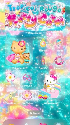 the hello kitty theme is shown in this screenshote image, and it appears to be very colorful