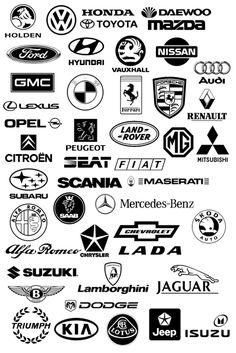 many different logos are shown in black and white