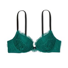 Victoria’s Secret Dream Angel Push Up Bra Without Padding. Size 32 Dd. Spruce Green. Elegant Green Push-up Bra, Elegant Green Bra With Lace Trim, Elegant Green Lace Bra, Victoria's Secret Green Lace Trim Bra, Green Bra, Green Bras, Victoria Secret Bras, Green Lace, Fall Fashion Outfits