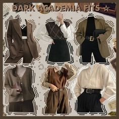 Moodboards Fashion, Look 80s, Dark Academia Style, Dark Academy, Academia Clothes