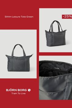 The Björn Borg Sthlm Leisure Tote is a stylish tote bag made from durable 100% polyester material. It has a zippered main compartment to hold everything in, two soft hand straps for easy carrying, and an open and zippered pocket inside. Dimensions: W44,5 cm, H37 cm, D13 cm * Durable material * Webbing in tonal logo print * Black trimmings and contrast bottom * Detachable and adjustable shoulder strap * Inside zippered pocket * Volume 22L City Tote Bag, Zippered Tote Bag, Stylish Tote Bag, Sport Tights, Zipper Tote Bag, Zippered Tote, Toiletry Bag Travel, Socks And Sandals, Sport Bag