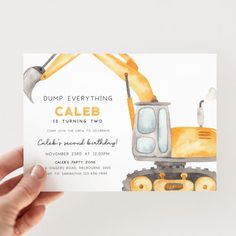 Construction Birthday Invitation, Editable  Construction Trucks Party Invite, Digger Birthday Party #PartyEntertainment #HappyKids Construction Birthday Invitations, Construction Trucks