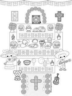 an image of a cross and other items in the shape of a family tree with pictures on it