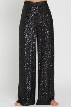 Slip into something sparkly! Our high waisted sequin pants are the perfect party pieces for those looking to glam up their night out - they'll hug your curves and show off your booty! With an elastic back waist, polyester lining, and shimmering sequins, these sleek pants are sure to turn heads. Shine on! Black Sparkly Pants, Black Pants Outfit Dressy Party, High Waist Shiny Pants For Night Out, Shiny Fitted Bottoms For Party, Stretch Bottoms With Contrast Sequin For Night Out, Shiny Fitted Evening Bottoms, Fitted Shiny Bottoms For Evening, Fitted Shiny Bottoms For Party, Shiny Stretch Bottoms For Evening