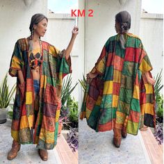 Boho Patchwork duster kimono mixed with woven, block print, stone wash cotton One size fit all.Can be worn both side. (reversible) 100 % cotton  Stone wash so fabric is soft and comfortable. Model height  5'5 NOTE: If you select KM5 i will pick for you from the Photo All style 5 and Style D will will select for you from the photo All Style D!! Measurements: One size fit all. Length 53 inches. Bust, Hip are Free CARE Machine wash cold. Festival Kaftan With Patchwork And Kimono Sleeves, Patchwork Kaftan With Kimono Sleeves For Festivals, Bohemian Long Sleeve Patchwork Kaftan, Bohemian Long-sleeve Kaftan With Patchwork, Bohemian Long Sleeve Kaftan With Patchwork, Multicolor One Size Cotton Kimono, Festival Kimono With Green Patchwork, Festival Green Kimono With Patchwork, Multicolor Free Size Long Sleeve Kimono