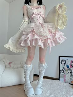 Cute Dresses Design, J Fashion Styles, Kawaii Outfits Pink, Cute Core Clothes, Cute Idol Outfits, Dollcore Outfits, Kawaii Outfit Ideas, Lolita Outfits, Outfit References