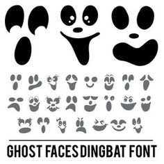 the ghost faces and their different expressions are shown in this graphic art work, which includes black