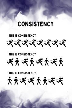 a poster with the words constiency in black and white