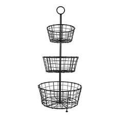 three tiered metal basket stand with wheels